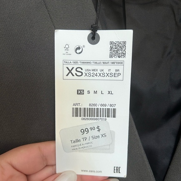 Zara NWT cropped grey blazer with shoulder pads- blogger’s favourite- XS - Picture 5 of 12